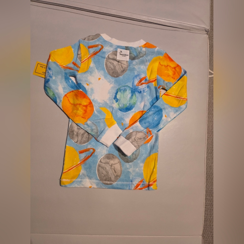 NWT Burt's Bees 2pc Long Sleeve Snug Fit Pajama Set - Outerspace Aqua Blue - 5T - Picture 6 of 7